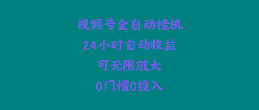 (10031期)视频号全自动挂机，24小时自动收益，可无限放大，0门槛0投入-随风资源网