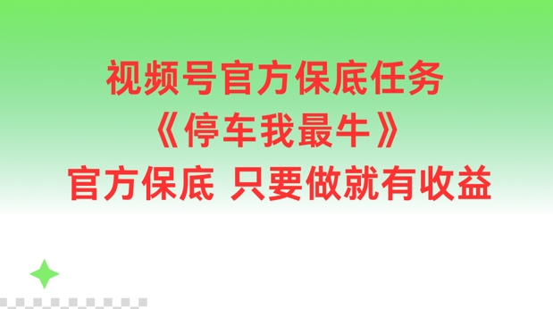 视频号官方保底任务，停车我最牛，官方保底只要做就有收益【揭秘】-随风资源网