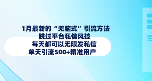 1月最新的无脑式引流方法，跳过平台私信风控，每天都可以无限发私信，单天引流500+精准用户-随风资源网
