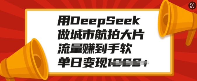 用DeepSeek做城市航拍大片，流量赚到手软，单日变现多张-随风资源网