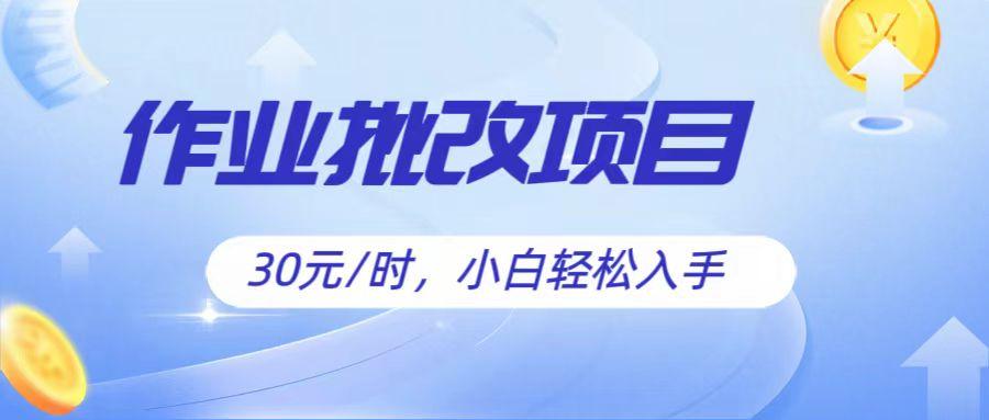 作业批改项目30元/时，简单小白轻松入手，非常适合兼职-随风资源网