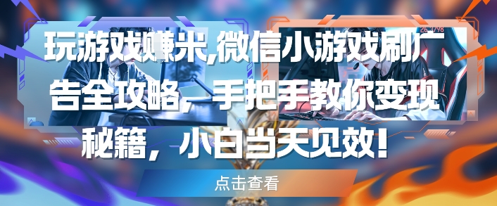 玩游戏挣米，微信小游戏刷广告全攻略，手把手教你变现秘籍，小白当天见效-随风资源网