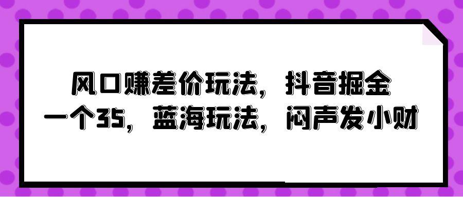 (10022期)风口赚差价玩法，抖音掘金，一个35，蓝海玩法，闷声发小财-随风资源网