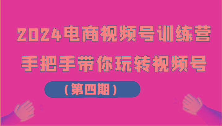 2024电商视频号训练营(第四期)手把手带你玩转视频号-随风资源网