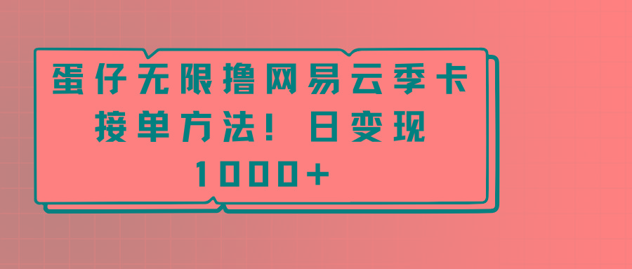 蛋仔无限撸网易云季卡接单方法！日变现1000+-随风资源网