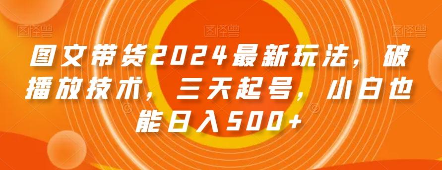 图文带货2024最新玩法，破播放技术，三天起号，小白也能日入500+【揭秘】-随风资源网