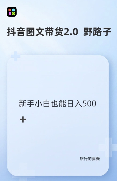 抖音图文带货野路子2.0玩法，暴力起号，单日收益多张，小白也可轻松上手【揭秘】-随风资源网