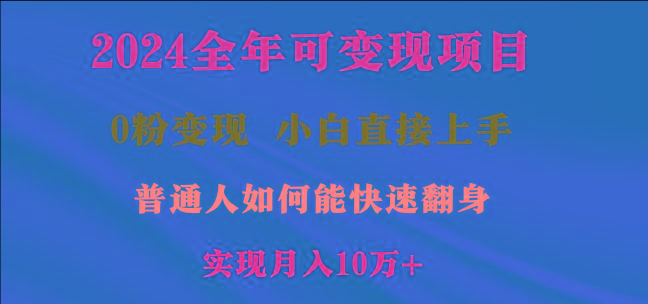 2024全年可变现项目，一天收益至少2000+，小白上手快，普通人就要利用互…-随风资源网