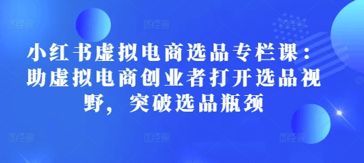 小红书虚拟电商选品专栏课：助虚拟电商创业者打开选品视野，突破选品瓶颈-随风资源网