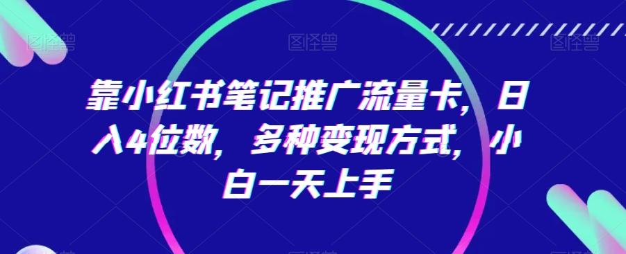 靠小红书笔记推广流量卡，日入4位数，多种变现方式，小白一天上手-随风资源网