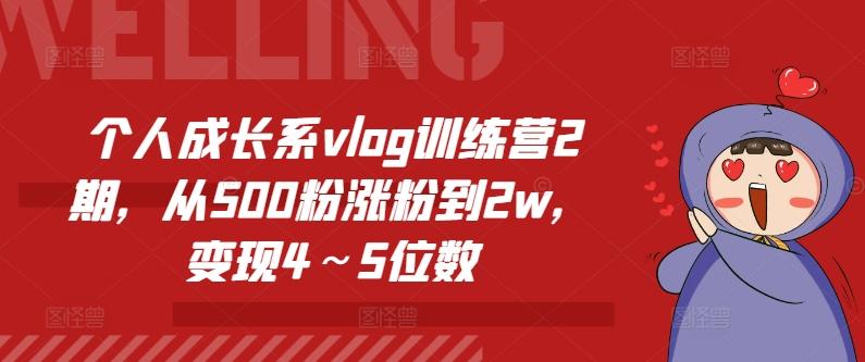个人成长系vlog训练营2期，从500粉涨粉到2w，变现4～5位数-随风资源网