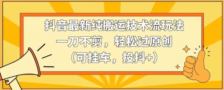 抖音最新纯搬运技术流玩法，一刀不剪，轻松过原创(可挂车，投抖+)【揭秘】-随风资源网