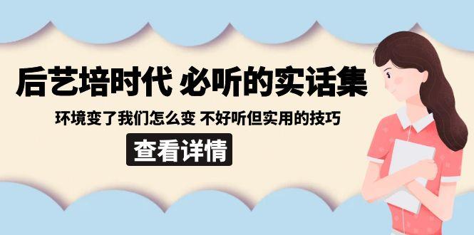 后艺培时代之必听的实话集：环境变了我们怎么变 不好听但实用的技巧-随风资源网