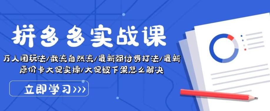 拼多多实战课：万人团玩法/截流自然流/最新强付费打法/最新原价卡大促..-随风资源网