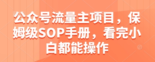 公众号流量主项目，保姆级SOP手册，看完小白都能操作-随风资源网