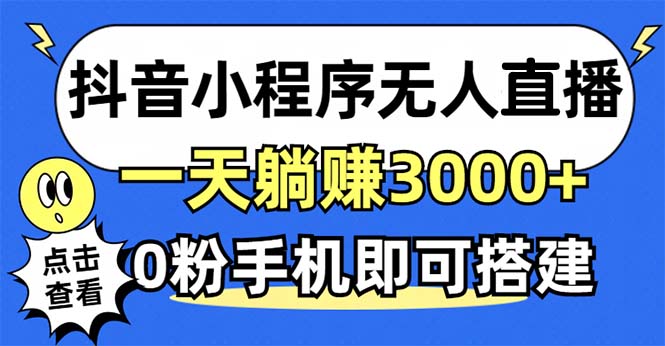 抖音小程序无人直播，一天躺赚3000+，0粉手机可搭建，不违规不限流，小…-随风资源网