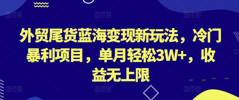 外贸尾货蓝海变现新玩法，冷门暴利项目，单月轻松3W+，收益无上限【揭秘】-随风资源网