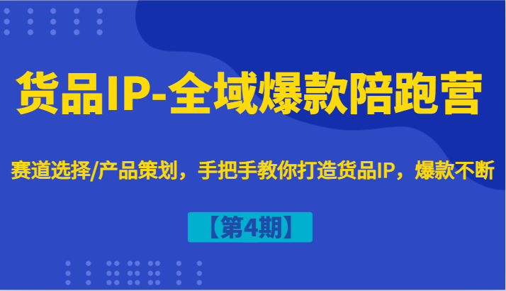 货品IP-全域爆款陪跑营【第4期】赛道选择/产品策划，手把手教你打造货品IP，爆款不断-随风资源网