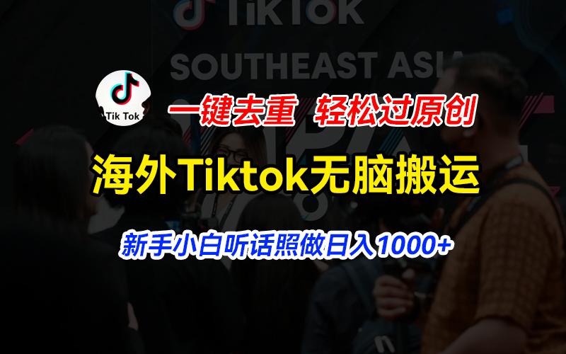 海外Tiktok短视频无脑搬运，一键去重轻松过原创，新手小白听话照做日入…-随风资源网