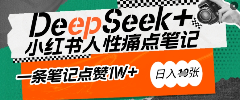 AI赋能小红书爆款秘籍：用DeepSeek轻松抓人性痛点，小白也能写出点赞破万的吸金笔记，日入多张-随风资源网