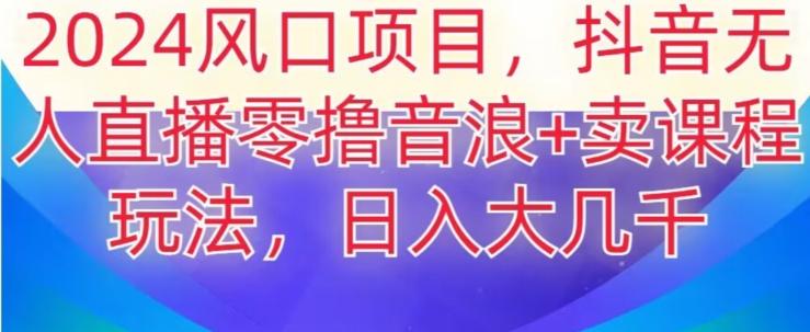 2024风口项目，抖音无人主播撸音浪+卖课程玩法，日入大几千【揭秘】-随风资源网