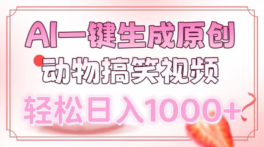 AI一键生成原创动物搞笑视频，轻松日入1000+-随风资源网