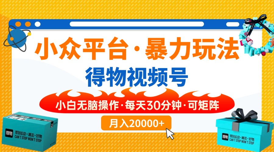 【得物】小众平台暴力玩法，一键搬运爆款视频，可矩阵，小白无脑操作，…-随风资源网