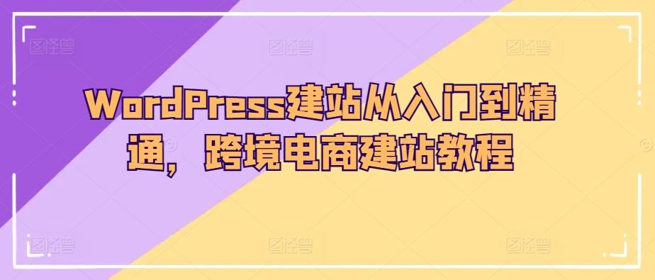 WordPress建站从入门到精通，跨境电商建站教程-随风资源网
