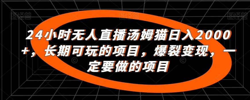 24小时无人直播汤姆猫日入2000+，长期可玩的项目，爆裂变现，一定要做的项目【揭秘】-随风资源网