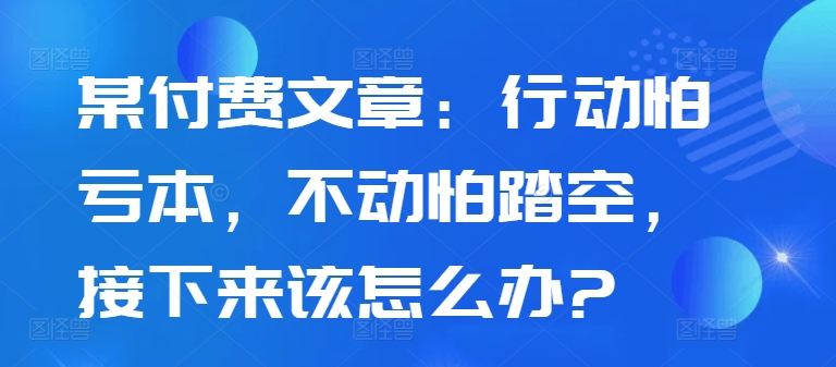 某付费文章：行动怕亏本，不动怕踏空，接下来该怎么办?-随风资源网