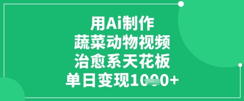 用Ai制作蔬菜动物视频，治愈系天花板，单日变现1k-随风资源网