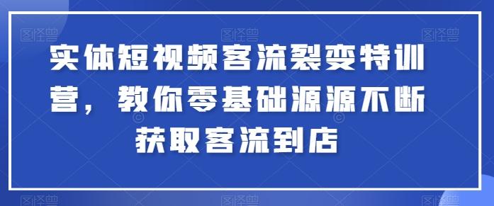实体短视频客流裂变特训营，教你零基础源源不断获取客流到店-随风资源网