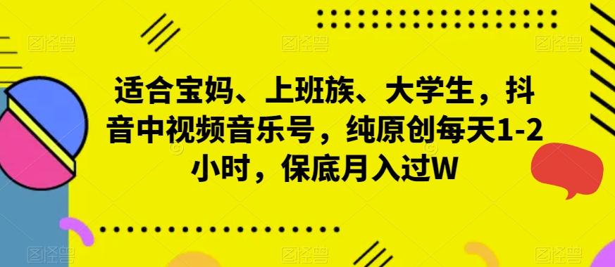 适合宝妈、上班族、大学生，抖音中视频音乐号，纯原创每天1-2小时，保底月入过W-随风资源网