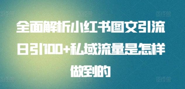 全面解析小红书图文引流日引100+私域流量是怎样做到的【揭秘】-随风资源网