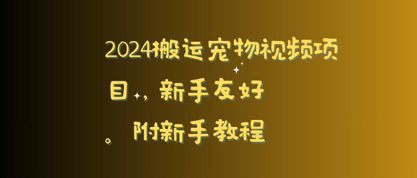 2024搬运宠物视频项目，新手友好，完美去重，附新手教程【揭秘】-随风资源网