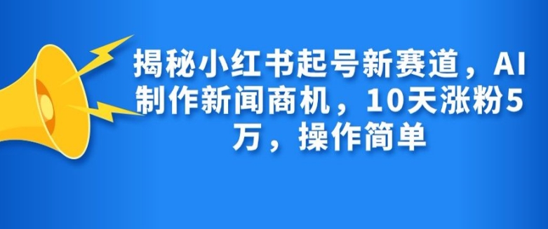 揭秘小红书起号新赛道，AI制作新闻商机，10天涨粉1万，操作简单-随风资源网