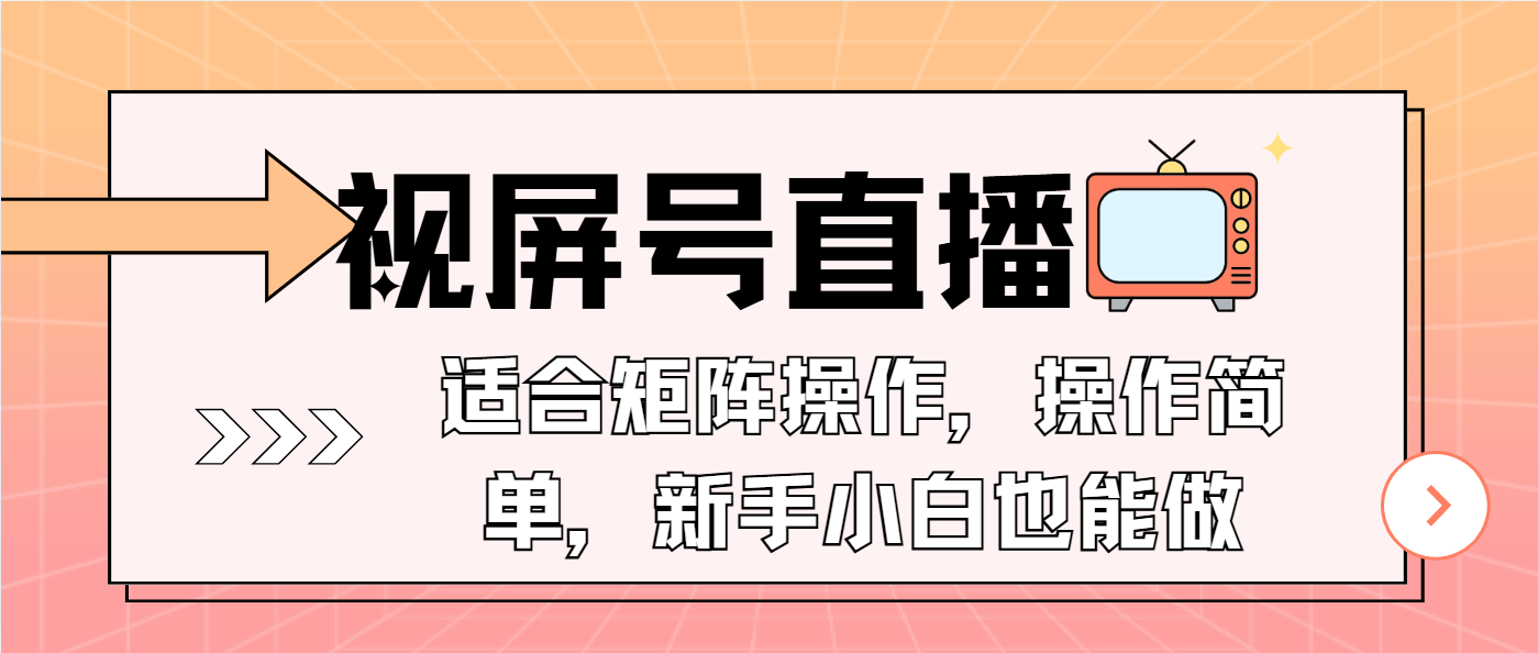 视屏号直播，适合矩阵操作，操作简单， 一部手机就能做，小白也能做，…-随风资源网