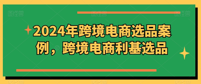 2024年跨境电商选品案例，跨境电商利基选品(更新)-随风资源网