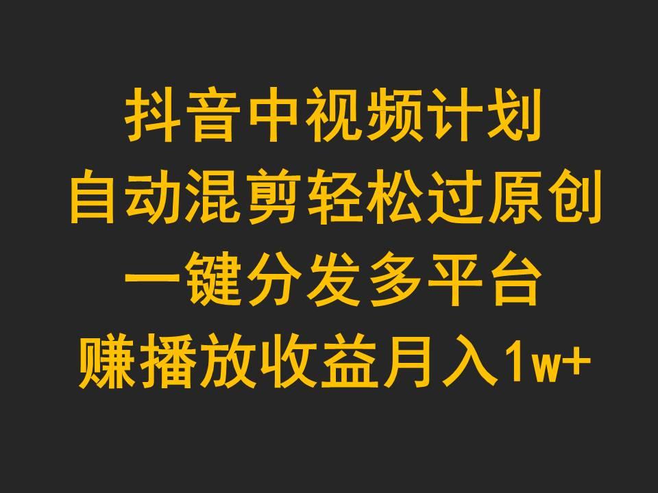 (9825期)抖音中视频计划，自动混剪轻松过原创，一键分发多平台赚播放收益，月入1w+-随风资源网