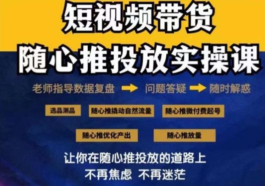 2024好物分享随心推投放实操课，随心推撬动自然流量/微付费起号/优化产出-随风资源网