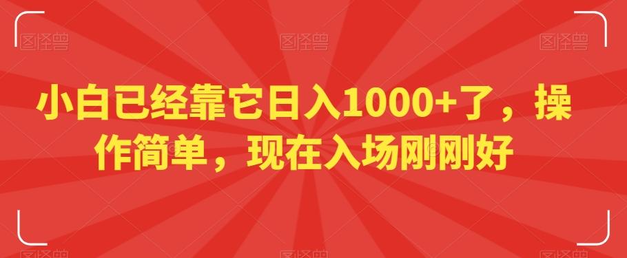小白已经靠它日入1000+了，操作简单，现在入场刚刚好【揭秘】-随风资源网