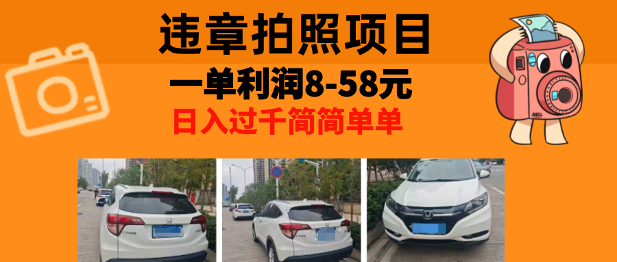 最强副业，违章拍照，一单利润8-58元，全国大小城市都可做-随风资源网