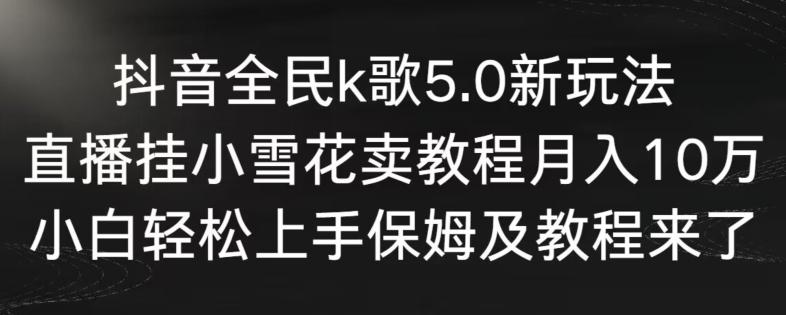 抖音全民k歌5.0新玩法，直播挂小雪花卖教程月入10万，小白轻松上手，保姆及教程来了【揭秘】-随风资源网
