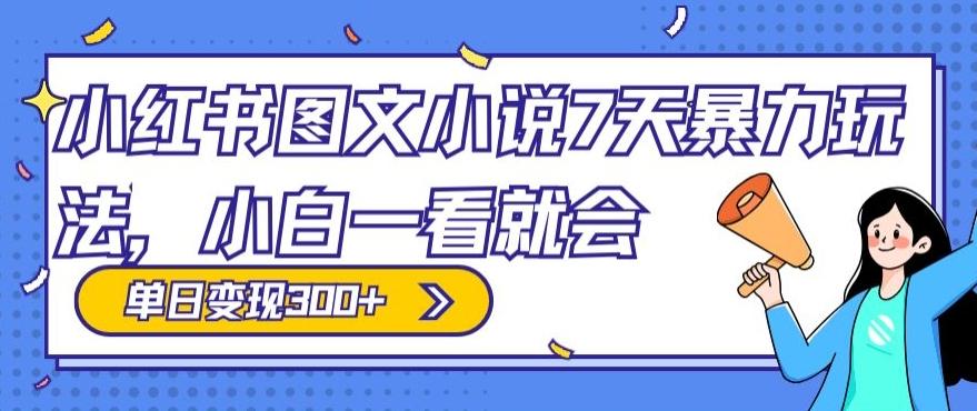 小红书图文小说7天暴力玩法，小白一看就会，单日变现300+-随风资源网
