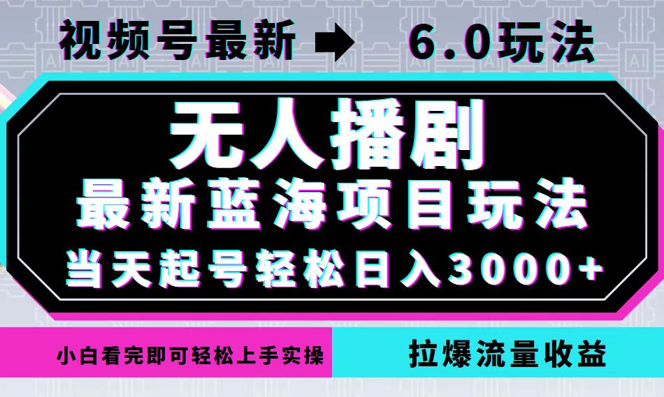 视频号最新6.0玩法，无人播剧，轻松日入3000+，最新蓝海项目，拉爆流量…-随风资源网