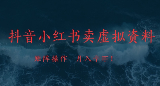 抖音小红书卖虚拟资料，市场需求一直存在，矩阵操作，月入1w+-随风资源网