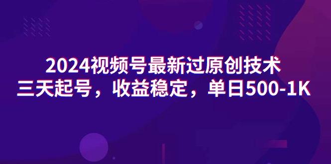 (9505期)2024视频号最新过原创技术，三天起号，收益稳定，单日500-1K-随风资源网