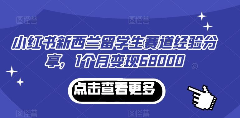 小红书新西兰留学生赛道经验分享，1个月变现68000【揭秘】-随风资源网