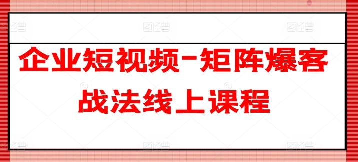 企业短视频-矩阵爆客战法线上课程-随风资源网
