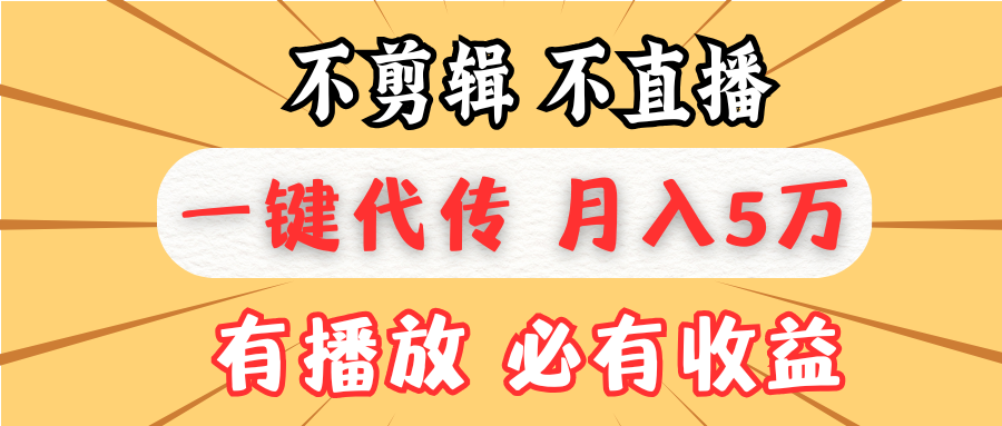 不剪辑不直播，一键代发，月入5万懒人必备，我出视频你来发-随风资源网